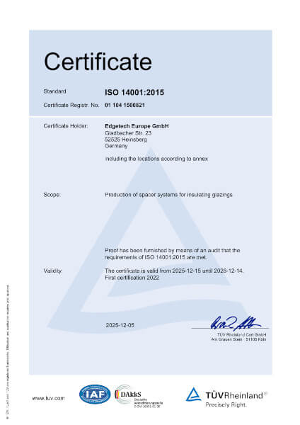 Certificate ISO 14001